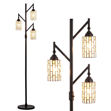 Lewis Tiffany-Style 71" Multi-Light LED Floor Lamp - JONATHAN Y